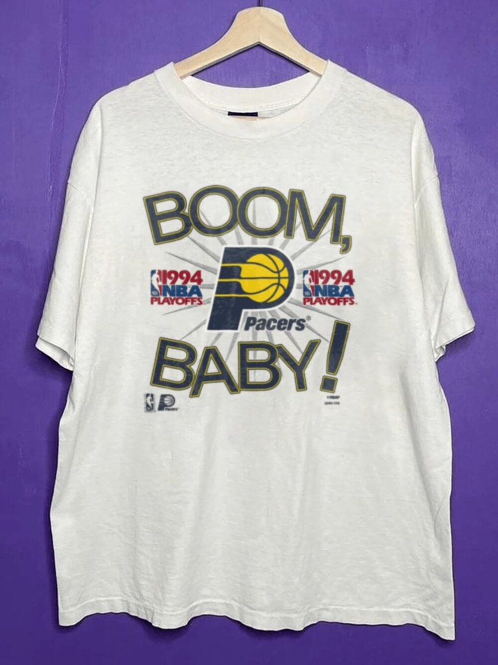 Vintage 1994 Indiana Pacers Boom Baby Playoffs T Shirt, Basketball NBA Shirt Tee